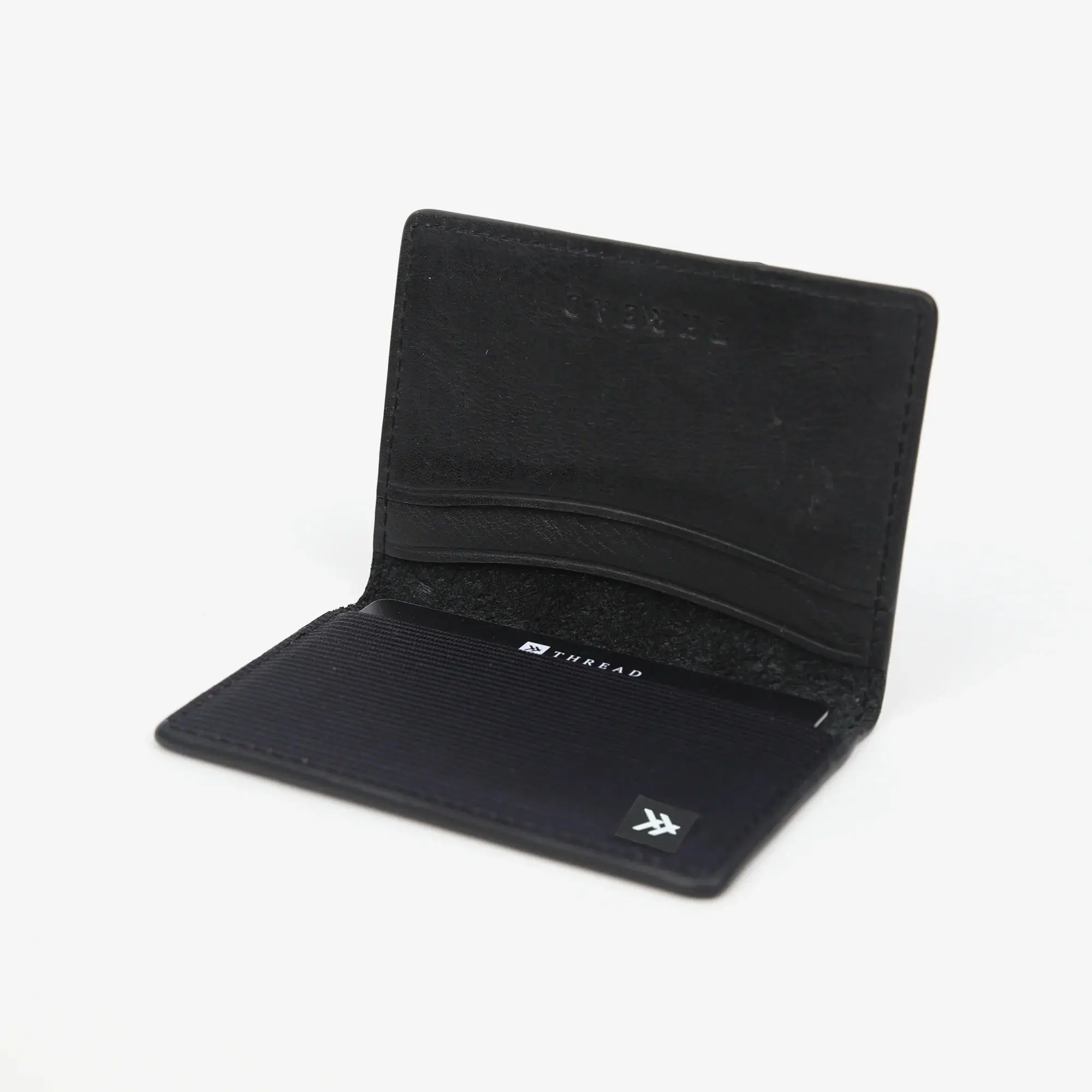 Men's Black Thread Bifold Leather Wallet - Everyday Carry Luggage & Bags Accessory