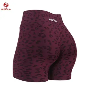 AUROLA Leopard Scrunch Butt Workout Shorts for Women, Seamless High Waisted Gym Shorts, TikTok Viral Booty Lifting Athletic Shorts, Squat Proof Stretch Yoga Running Biker Shorts for Fitness Gym Activewear