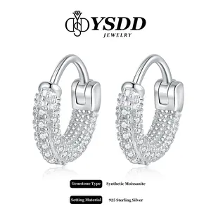 【8.8 TAKE ME HOME】13mm Fashion Pave Hoop vvs Synthetic Moissanite Earrings in 925 Sterling Silver
