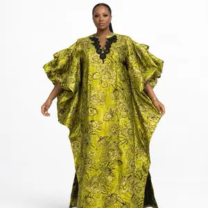 Aku Luxe Couture Boubou Kaftan – Metallic Floral Edition