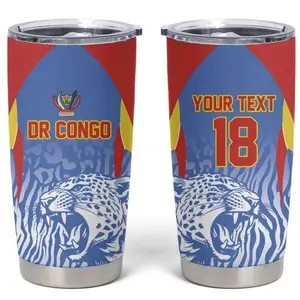 Custom DR Congo Football 2026 Tumbler Cup Leopard Power Fan Style