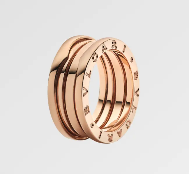 Pre-owned Bvlgari B.zero1 3 Band Ring, 18 kt Rose Gold, Unisex Wear