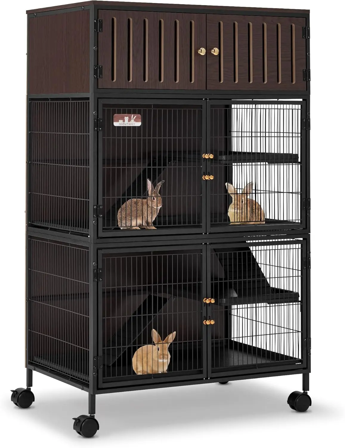 HABUTWAY 60 Inch 4-Tier Rolling Metal Ferret Cage, Large Critter Nation Pet Habitat with Ramps & Pull-Out Waste Tray, Spacious Multi Level Cage for Ferrets, Rats, Hamsters, Small Animals