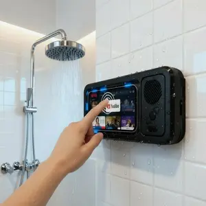 Bathroom Shower Waterproof Phone Holder Bluetooth Speaker 360° Rotation Touch Screen Mobile Phone Box Watch Movie Listening Music Cellphone Mount Smartphone