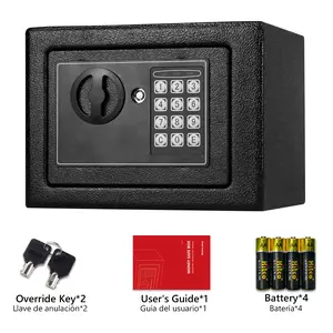 Sekam 0.23 Cubic Feet Home Safe Box with Sensor Light - Fireproof Money Bag Included, Digital Keypad/Key Lock Black Security Safe for Cash Coin Jewelry Office Hotel Business
