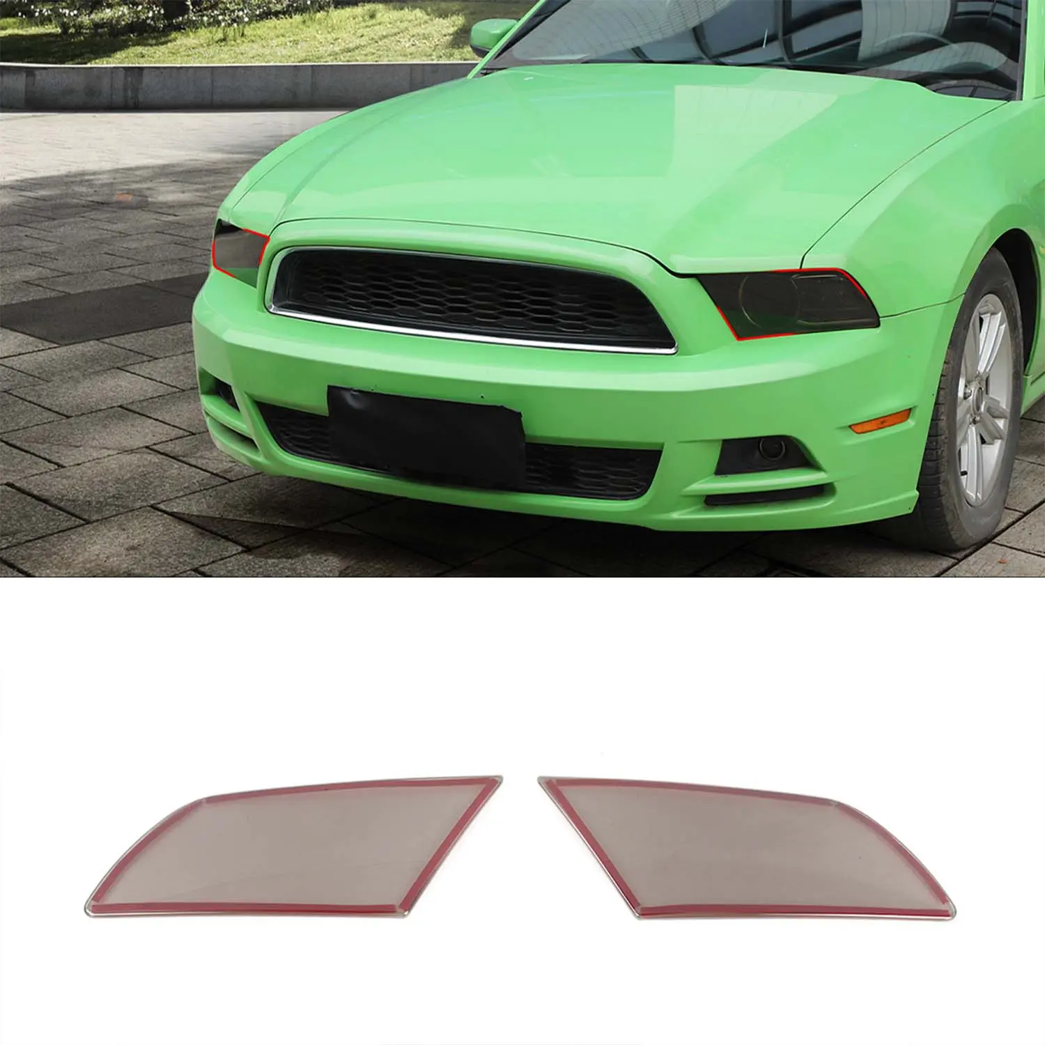 2-Item/Set Exterior Front Headlight Lamp Decor Cover Trim Bezels - ABS, Laser Cut Fit, Scratch Proof, UV Resistant, DIY Installation Car Accessories for 2010-2014 Ford Mustang, Set of 2, As the Picture Shows, Set Of Two