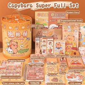Original Capybara Office Stationery Hug Bucket, Cute Diary Set, Paper Notebook, Neutral Pen, Sticky Notes, Graduation Gift, Birthday Present, Student Essentials, School Supplies, Classroom Supplies