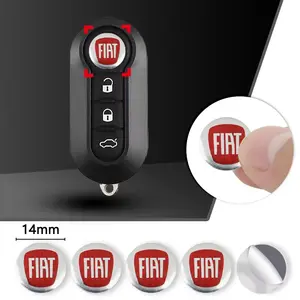 5/10Pcs 14mm Car Aluminium Remote Key Stickers Badge Emblem Auto Vehicle Accessories For FIAT Abarth Pulse Panda Tipo Strada 600 500X Mobi Doblo Fullback Freemont Toro Qubo Fiorino Aegea Punto