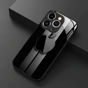 Black Apple Dark Luxury Pattern, Suitable for iPhone 16/16 Pro/16 Plus/16 Pro Max/15/15 Pro/15 Pro Max/14/14 Pro/14 PLUS/14 Pro Max/13/13 Pro/13 Pro Max/13 Mini/12/11/XR/X/8 Tempered Glass Phone Black Silicone Matte, Trendy Design High-End/Cute/Transparen