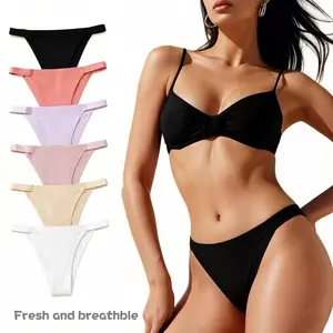 Seamless Thongs For Women V-waisted No Show Thong Seamless Panties Breathable Comfortable Underwear Womens 6-Pack 12pack 18pack