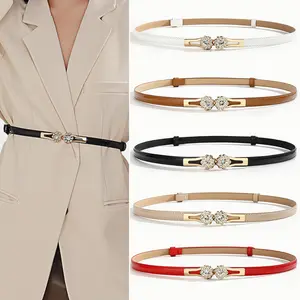 Women's Rhinestone Decorative Skinny Waist Belt, Korean Style Buckle Adjustable Luxury Waist Chain, Lazy Waist Cinch Belt for Dress Sweater Coat, Fashion Accessory for Daily Wear Party Gift