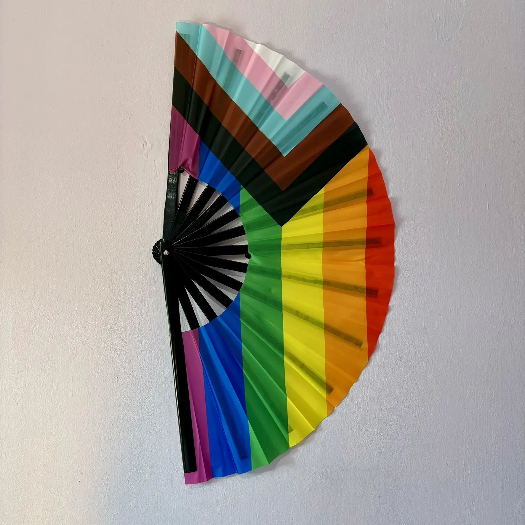 Pride Fans Large Hand Fan Decor Collapsible Lightweight Multicolor One-Sided Foldable for LGBTQ+ Support and Fashionable Pride Events Folding Hand Fan Portable Folding Fan Rainbow