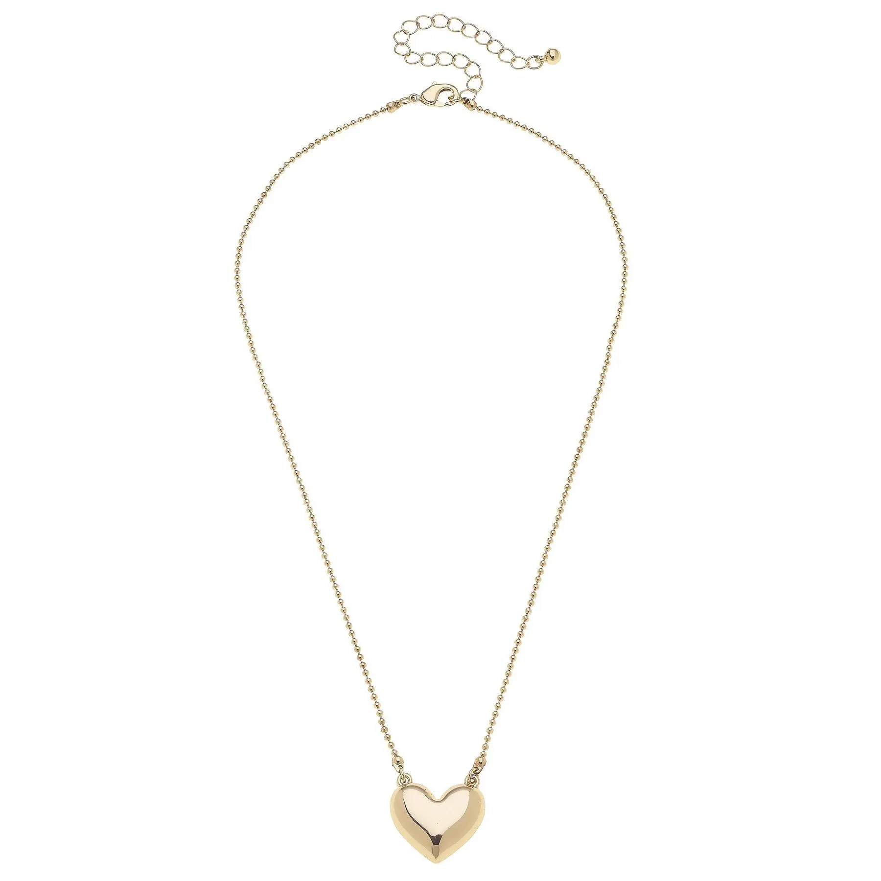 Alyssa Heart Ball Chain Necklace in Shiny Gold