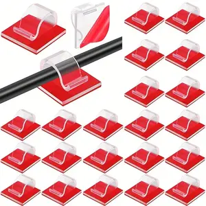 10pcs NEW Adhesive Cable Clips Upgraded Wall Wire Holders for Cable Management for PC, Wall, Under Desk, Christmas Lights Clip Indoor/Outdoor, Car, Dash Cam, Ethernet, Electric Wires Small