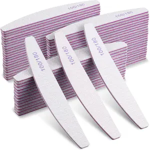 100Pcs Nail Files 100/180 Grit Nail File Emery Board Bulk for Acrylic Nails and Natural Nails, Limas Para Unas Acrilicas Profesional Pack Filers for Gel Nail Double Sided Manicure Curved - Tools Hardware.