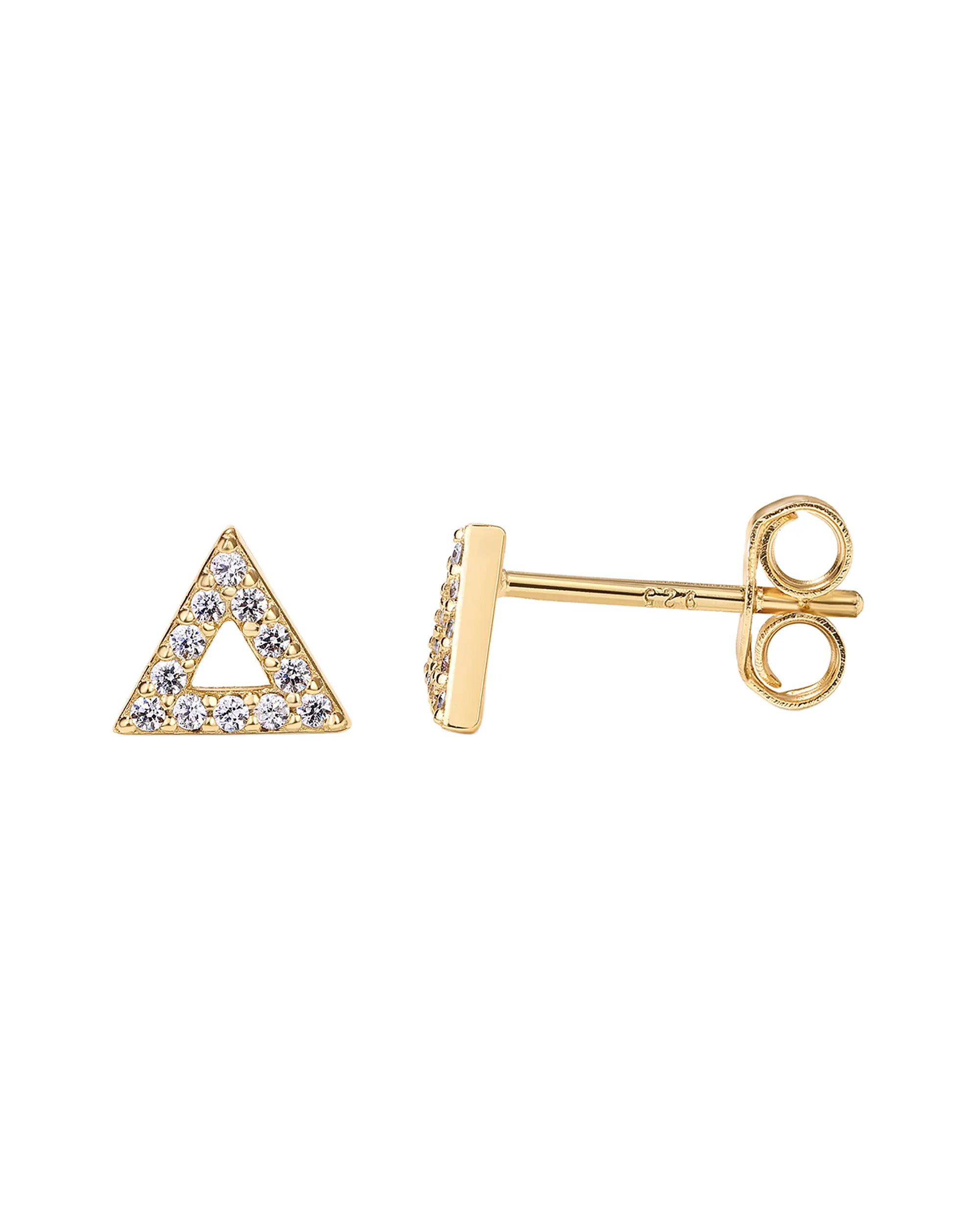 PAVOI 14K Gold Plated 925 Sterling Silver Stud Earrings for Women - Dainty Geometrical Bar Triangle Heart Earrings - Valentines Day Trendy Jewelry