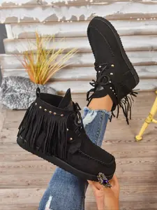 Women's Fall Winter PU Leather Boots, Low Heel Ankle Booties with Buckle Fastening, Comfortable Casual Fashion Shoes Footwear Boot