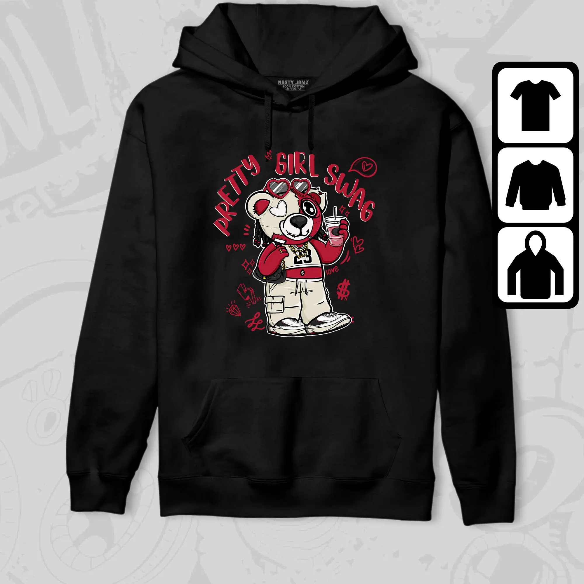 Black Satin 2s Low Hoodie Match Pretty Girl Swag BER
