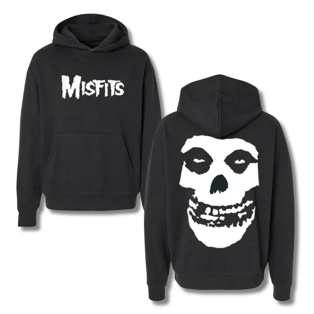 Men's Skull Graphic Hoodie with 2-Side Print, Classic Punk Streetwear Top in a Soft Cotton Blend for Casual Party & Halloween Outfits