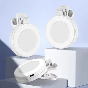 360° LED Ring Light with Mirror & Phone Holder, 3-in-1 Rechargeable Makeup Light for Live Streaming, Video Calls, Selfie, Adjustable 3 Color Temperatures, Foldable, Compact & Portable