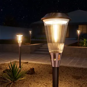 BITPOTT Bright Solar Pathway Lights Outdoor 8 Pack, 2-in-1 Warm&Cool Solar Lights Outdoor, Pathway Landscape Lighting Waterproof IP65, Auto On/Off Outdoor Light for Lawn Patio Walkway Garden Landscape