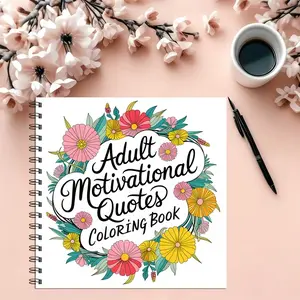 Motivational Quote Adult Coloring Book, 20 Pages, 8.27x8.27 Inches, 100gsm Thick Paper, Single-Sided Printing, Spiral Bound