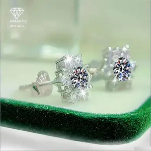925 Silver 5A CZ Snowflake Earrings, Perfect Gift for Birthdays & Christmas