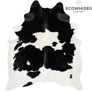 Premium Black and White Cowhide Rug – Natural Animal Area Rug for Western, Boho, Bedroom & Living Room Decor – Ecowhides