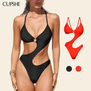 CUPSHE O-Ring Cutout Monokini One-Piece Swimsuit Bikinisuit- Deep V-Neck & Waist-Defining Cross Tie Back swimwear | 2026 Glam Pool Party Must-Have Bathing suit #DealsForYouDays