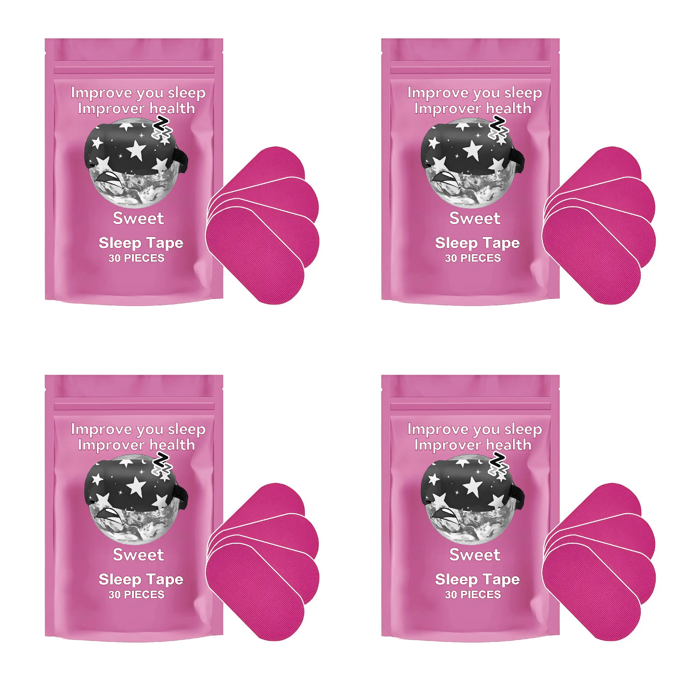 Sweet Mouth Tape - 120 Strips 4 Month Supply Hypoallergenic Pink Adhesive Tape for Sports Activities Sleep Aid Products Gentle Adhesion for Comfortabl