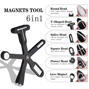 6 in 1 Cat's Eye Nail Magnet Board, 1 Count Multifunctional Lightweight Nail Art Magnet Tool, DIY Manicure Nail Tools, Suitable for Salons and Home Use