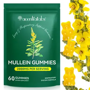 Acentiallabs Mullein Gummies 2000mg Per Serving 60 Count Daily Respiratory Health Gummies with Mullein Leaf Herb Extract for Lung Health & Sinus Relief Pear Flavor 30-Day Supply Summervibes