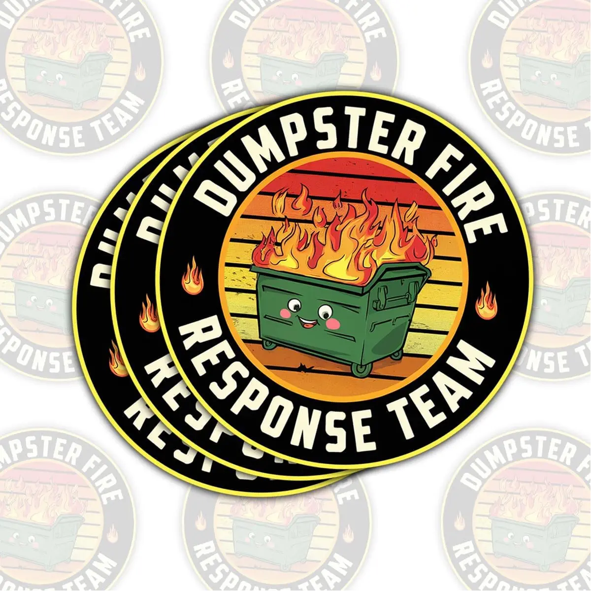 COMBO 3 PCS Dumpster Fire Response Team Sticker, Funny Quote This is Fine Vinyl Decal, Waterproof for Laptop, Water Bottle, Car, Hard Hat, Phone