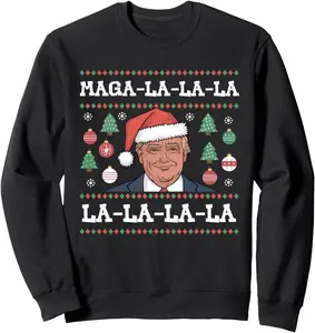 MAGA LA LA LA Donald Trump POTUS 47 Ugly Christmas Sweater Sweatshirt
