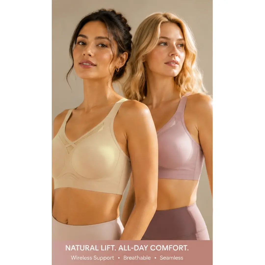 Minimizer Bra for Women, Wireless Jelly Bra, Full Coverage Support Bra with Wide Straps, Back Smoothing Bras for Women