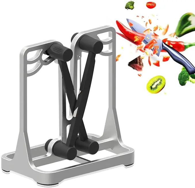 1/2 PCS Aluminum Kitchen Knife Sharpener Multi Function Blade Polishing Hone Tool Adjustable Bevel Sharpen Dull Chef Knives Serrated Blades Portable Household Accessory Safe Manual Knife Grinding Tool For Daily Kitchen Use