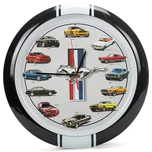Classic Car Sound Wall Clock with 12 Engine Sounds, 13 Inch Black Decorative Wall & Table Clock, Smart Light Sensor, Battery Operated Automotive Home Decor