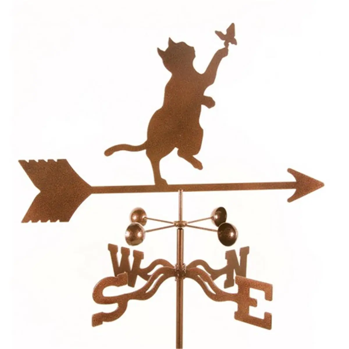 EZ Vane EZ1200-RF Cat & Butterfly Weathervane, 14-Gauge Steel, 25" H x 21" W x 9" L, 3 Protective Coatings, Fade Prevention, Roof Mount for Home Improvement & Garden Decor