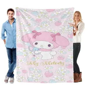Sanrio My Melody AC Cooling Air Conditioning Throw Blanket, 4 Sizes Optional Soft Kawaii Nap Blanket for Bedroom Sofa
