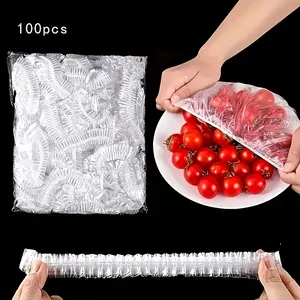 100pcs Reusable Elastic Food Storage Covers, Transparent, Stretchable Plastic Bowl & Plate Sealing Film, Odorless, Alternative to Aluminum Foil & Deli Meat Covers, Food Contact Saf, Kitchen, for Dish