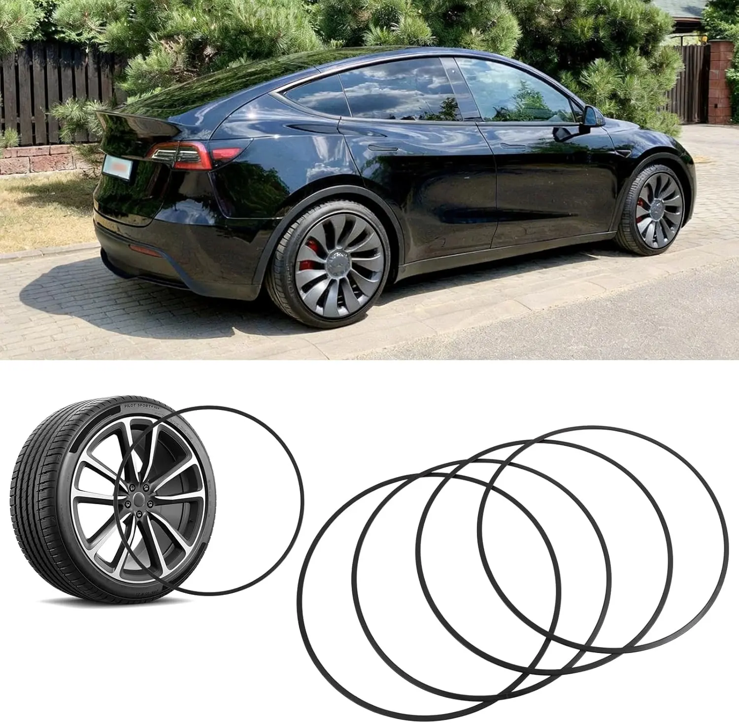 4PCS Aluminum Alloy Wheel Rim Protector 18 19 20 Inch Rim Curb Rash Protector Universal Black Rim Guards for Car Rims Compatible with Tesla Model 3/Y/S/X Honda Accord Ford Mustang