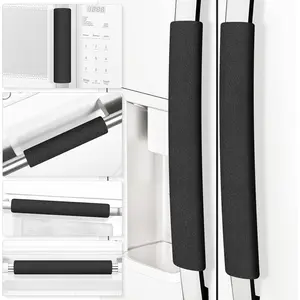 Refrigerator Door Handle Covers Protective Electrical Kitchen Appliances Gloves Fridge Microwave Dishwasher Door Cloth Protector-Catches Drips,Fingerprints Dust Covers (8" L4 W, Gray Plush)