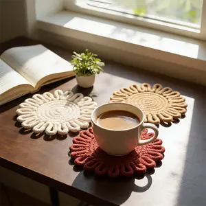 Modern Fabric Coaster Set 3 Pack Heat Proof Drink Coasters for Kitchen Dining Table Coffee Table Decor Absorbent Tabletop Protection Home Essentials