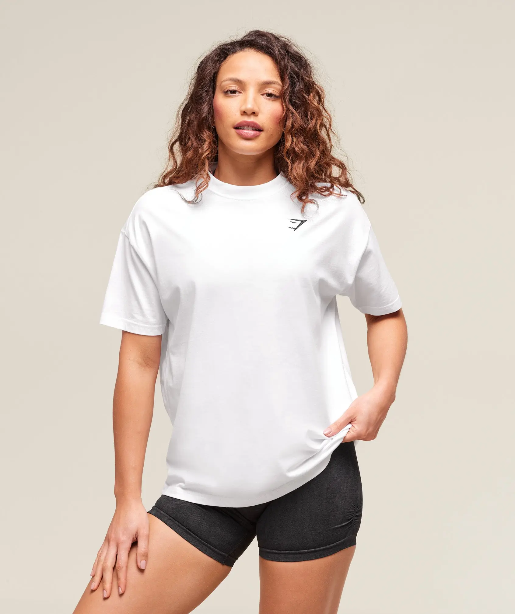 Gymshark Training Oversized T-Shirt – White Cotton Gym Tee, Relaxed Workout Fit