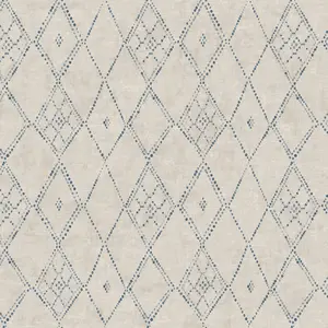 Souk Diamonds Wallpaper (Taupe/Denim)