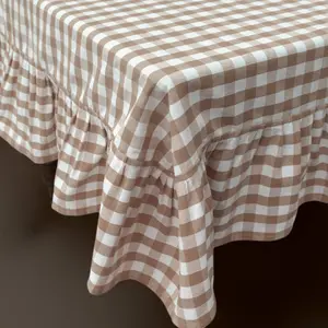 Hazelnut Ruffled Gingham Tablecloth
