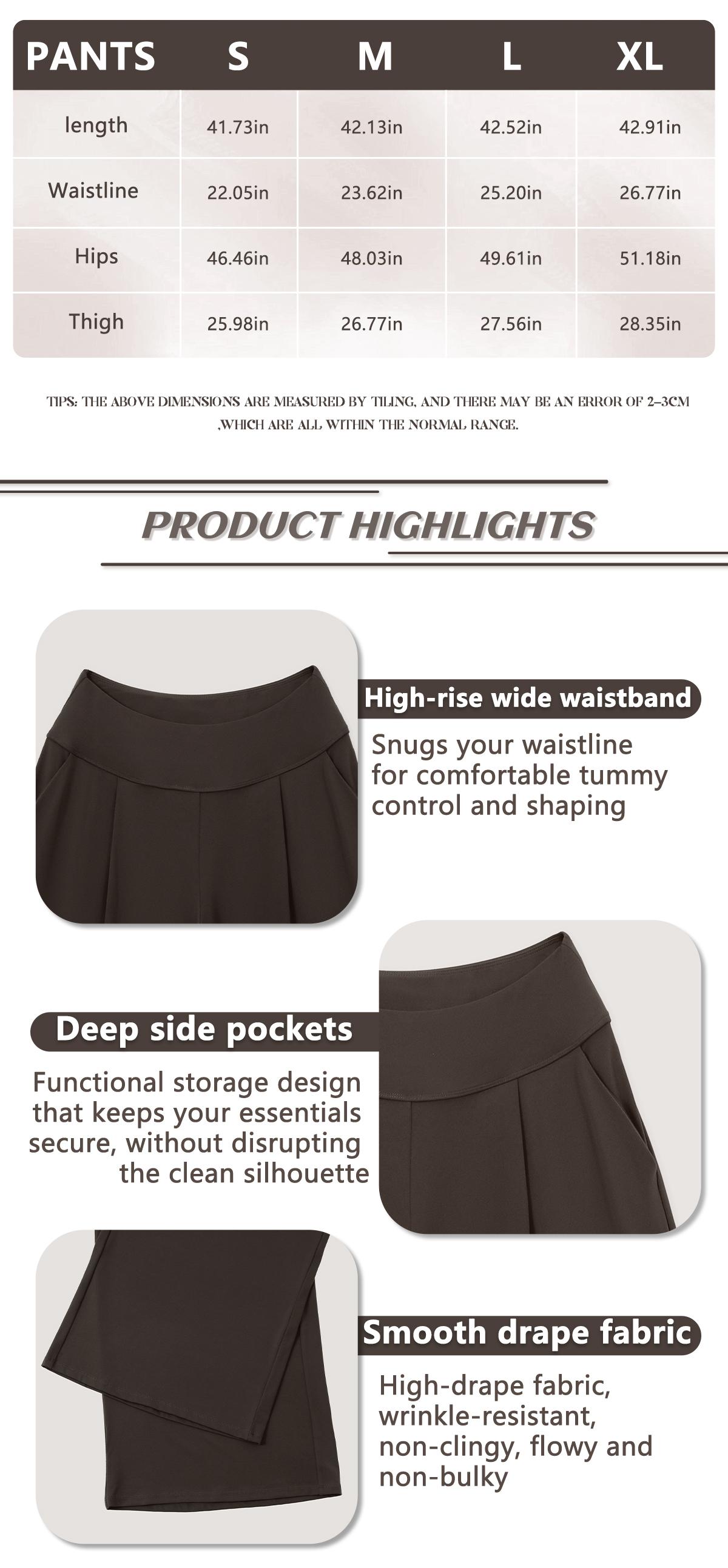 TIMEOFF Women's High Waist Wide Leg Pants, Buttery Soft Stretchy Fabric Workout Clothing with Pockets for Yoga and Casual Wear