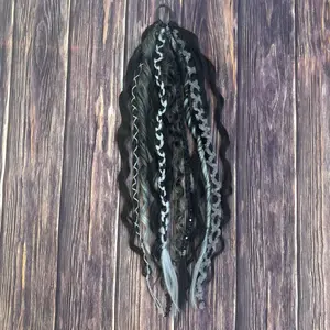 20” Black and Grey Dread Viking Ponytail