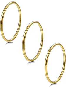 3pcs 1mm Stainless Steel Women's Plain Band Knuckle Stacking Midi Rings Comfort Fit Jewelry 3-10