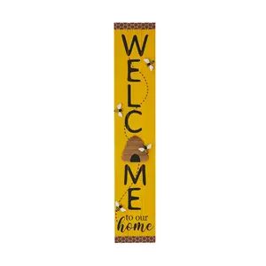 Glitzhome 42" Solid Wood "WELCOME" Porch Sign with Bee